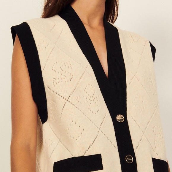 Sandro Oversized Sleeveless Cardigan - Picture 1 of 5